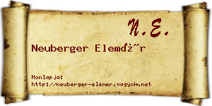 Neuberger Elemér névjegykártya